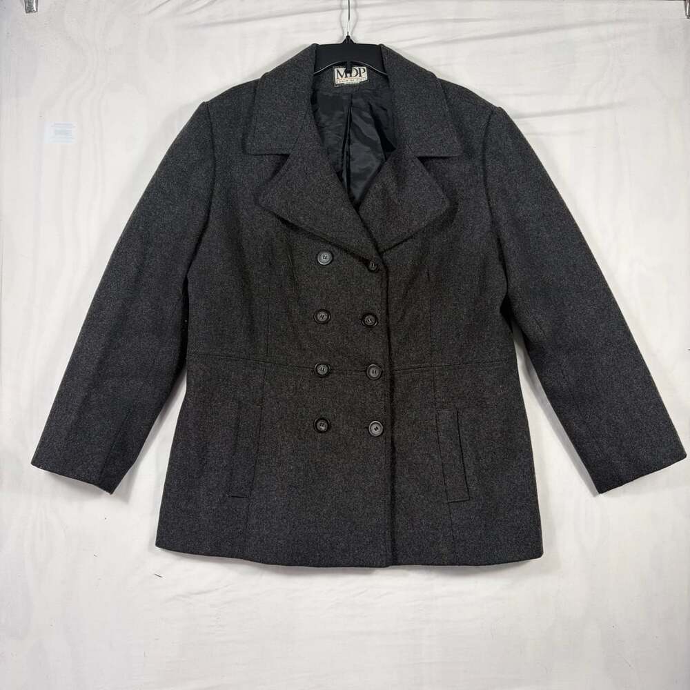 Mario De Pinto MDP Vintage Dark Gray Wool Blend Double Breasted Pea Coat